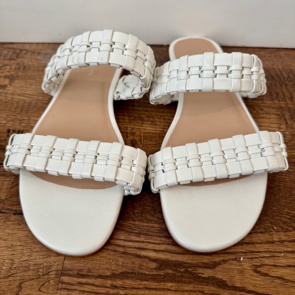 New Stuart Weitzman Venice Slide Weaved Leather White Women's Size 10 - Picture 3 of 6